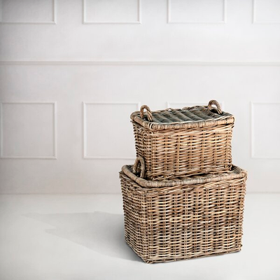 Picnic 2 Piece Wicker/Rattan Basket Set